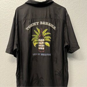 Tommy Bahama Let It Breathe Black Silk Short Sleeve Shirt Size Large